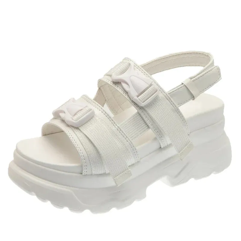 AMOZAE- - Summer Women's White Chunky Platform Sandals