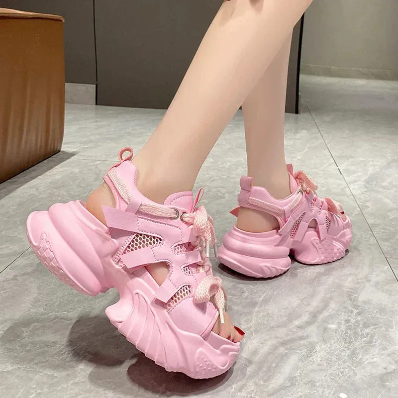 AMOZAE- - Summer Women's White Chunky Sports Sandals