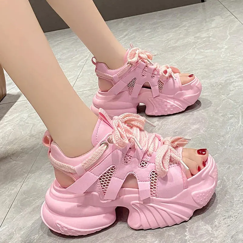 AMOZAE- - Summer Women's White Chunky Sports Sandals