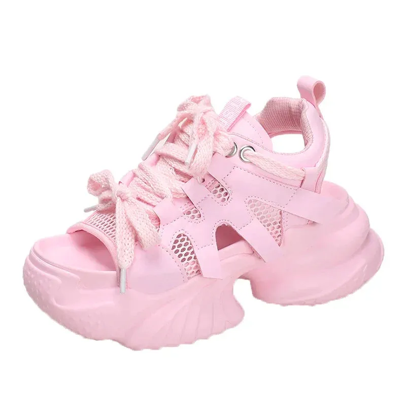 AMOZAE- - Summer Women's White Chunky Sports Sandals