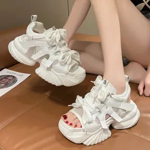 AMOZAE- - Summer Women's White Chunky Sports Sandals