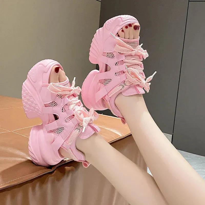 AMOZAE- - Summer Women's White Chunky Sports Sandals