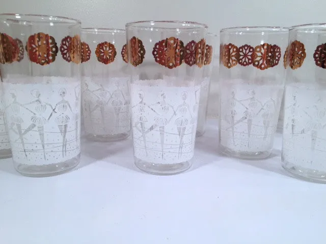 Anchor Hocking Mid-Century "Happy Time" Ballerina 8-Piece Set (Set of 8 Glasses with Original Box)