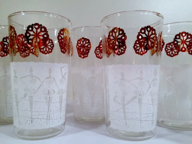 Anchor Hocking Mid-Century "Happy Time" Ballerina 8-Piece Set (Set of 8 Glasses with Original Box)