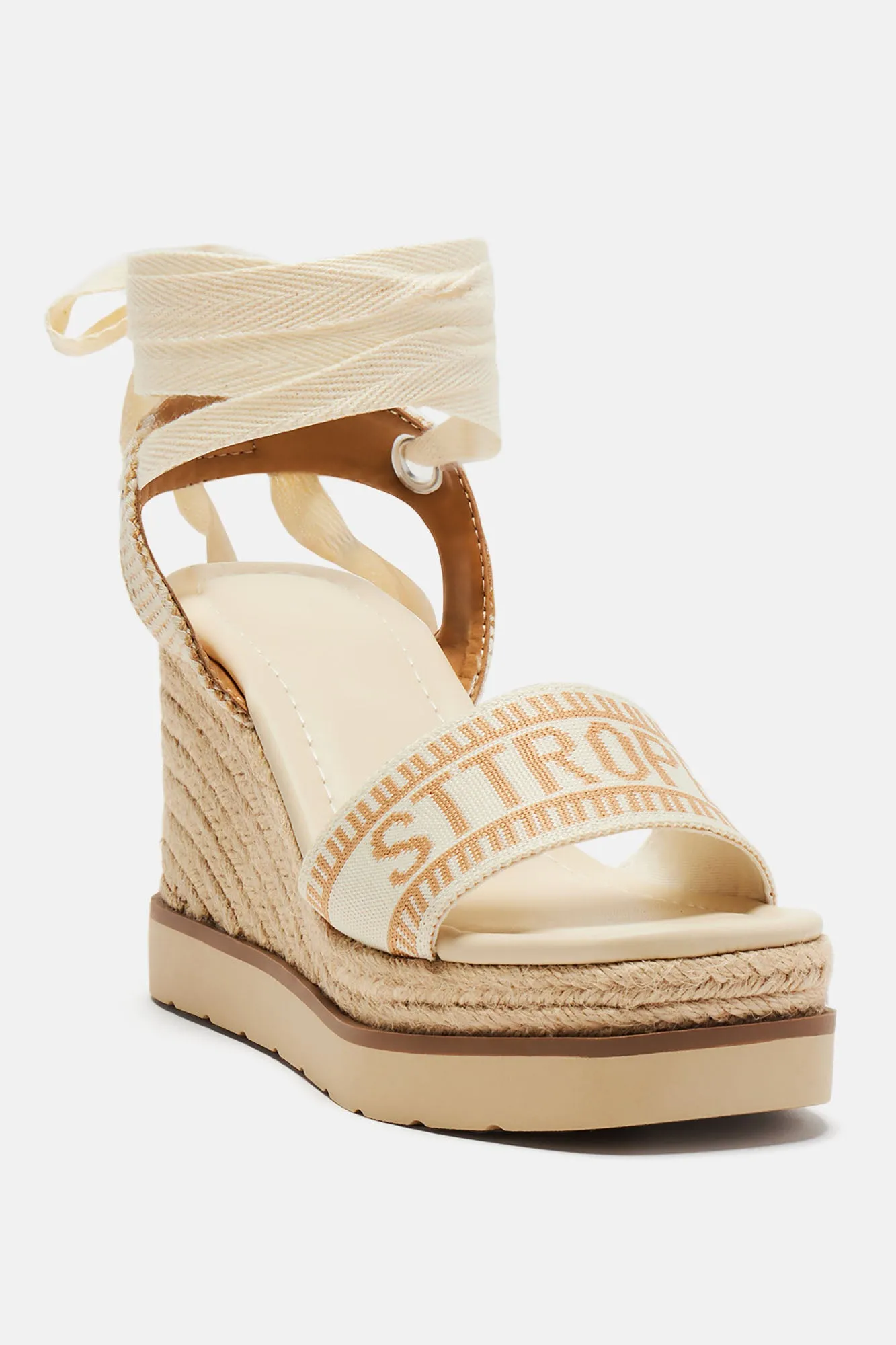 Any Time Any Place Wrap Up Wedges - Off  White/combo
