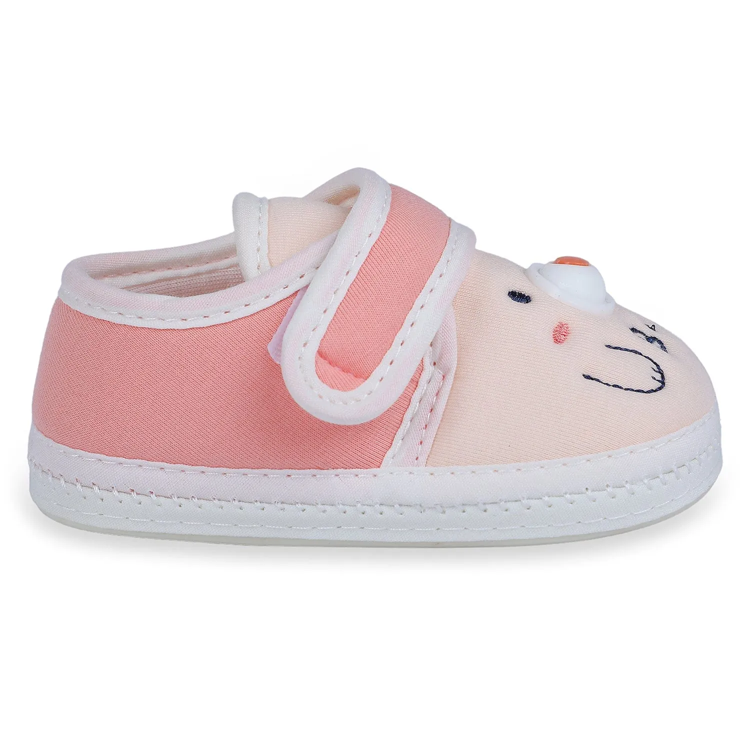Baby Moo Smiling Bear Soft Sole Anti-Slip Booties - Peach