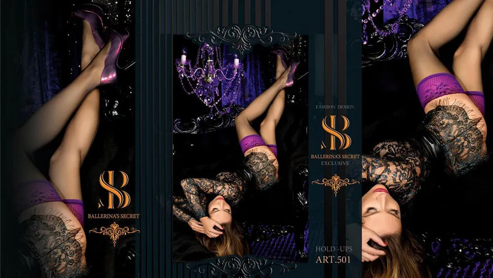 Ballerina 501 Hold Ups Stockings Black Purple
