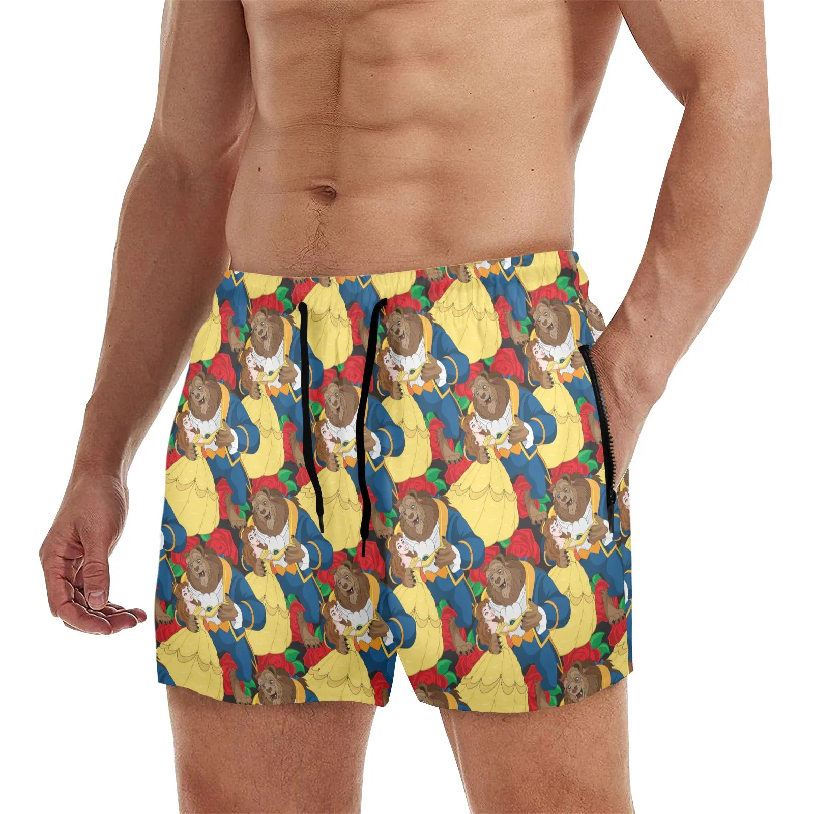 Beauty And The Beast Dancing Beauty Men's Quick Dry Athletic Shorts