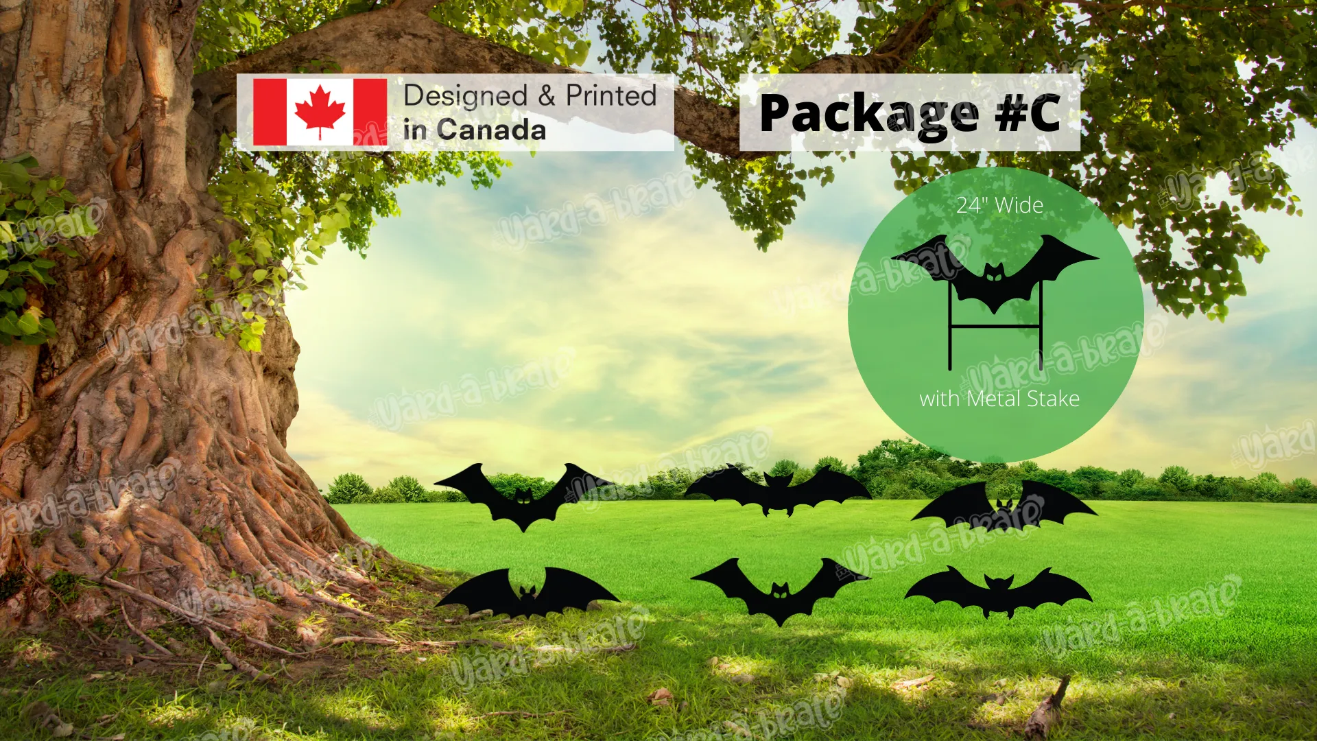 Black Scary Bats for Halloween Yard Decoration (Total 6 / 9 / 12 / 18 pcs) | Yard Sign Outdoor Lawn Decorations | Happy Halloween Series