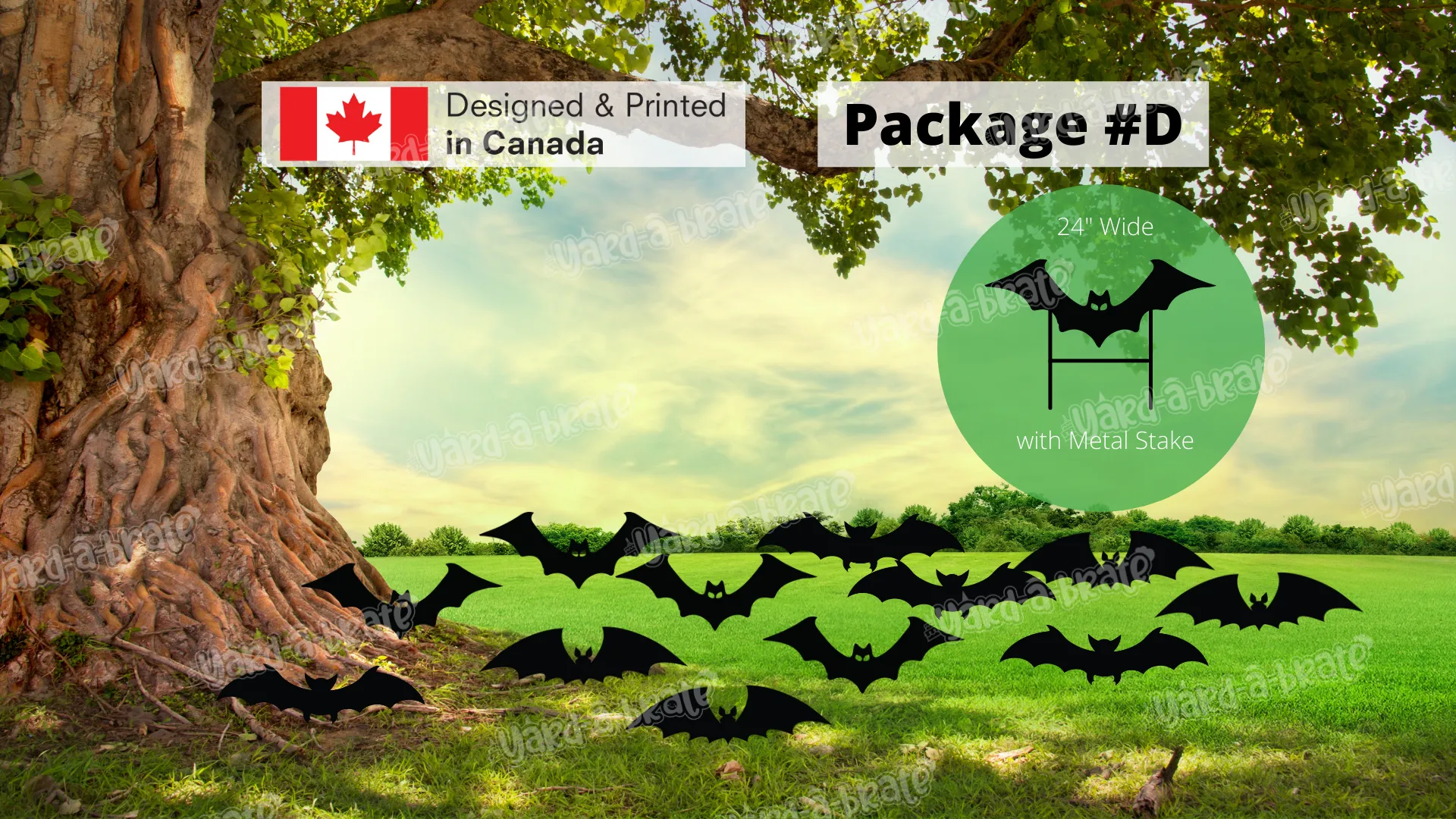 Black Scary Bats for Halloween Yard Decoration (Total 6 / 9 / 12 / 18 pcs) | Yard Sign Outdoor Lawn Decorations | Happy Halloween Series