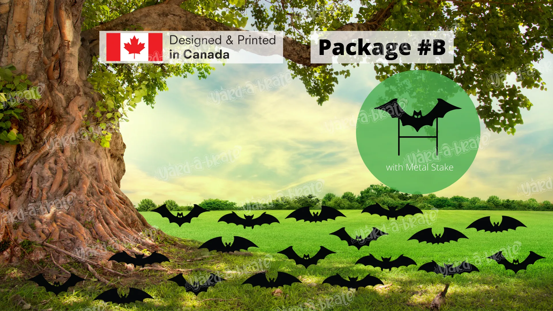 Black Scary Bats for Halloween Yard Decoration (Total 6 / 9 / 12 / 18 pcs) | Yard Sign Outdoor Lawn Decorations | Happy Halloween Series