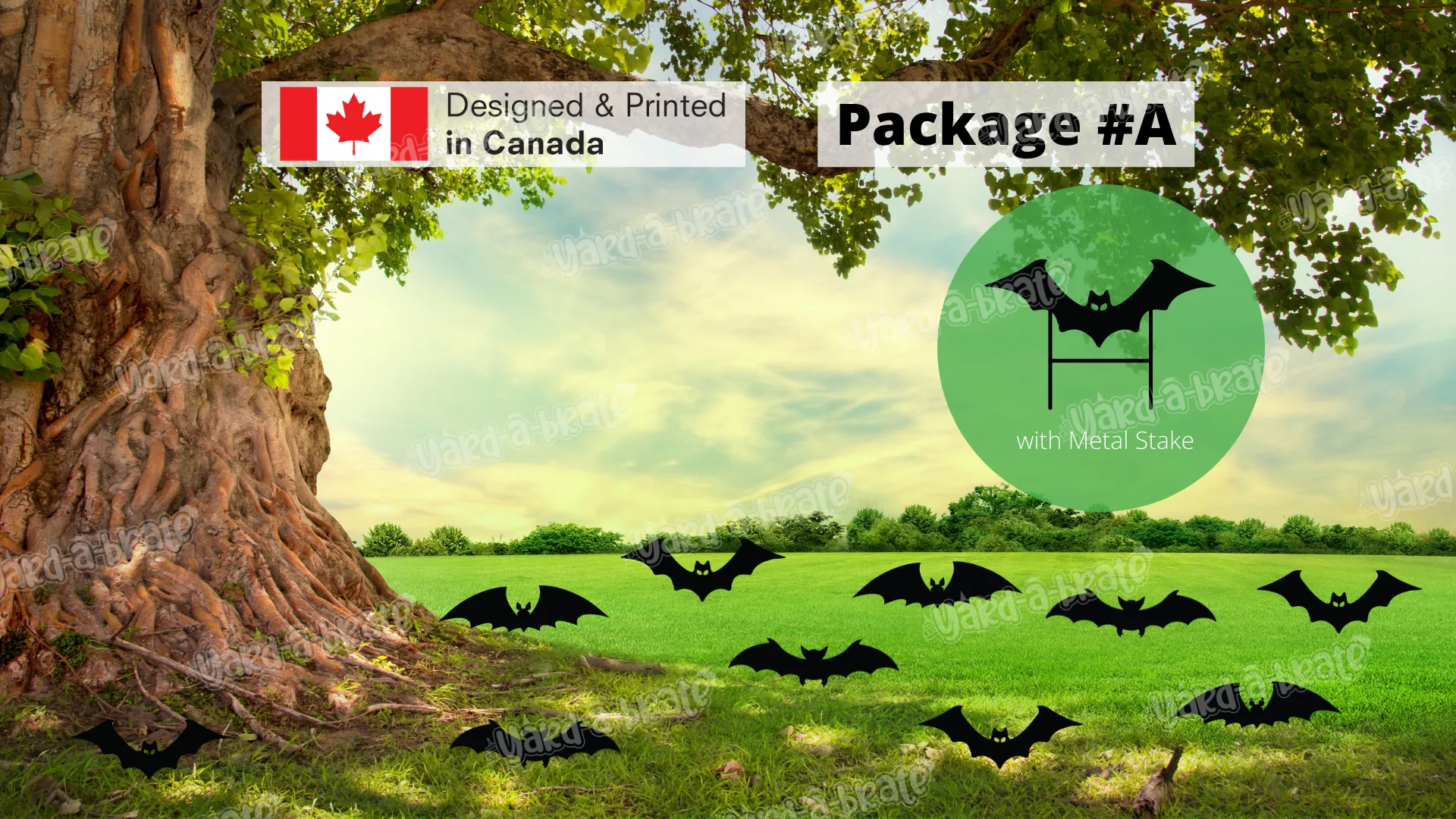 Black Scary Bats for Halloween Yard Decoration (Total 6 / 9 / 12 / 18 pcs) | Yard Sign Outdoor Lawn Decorations | Happy Halloween Series