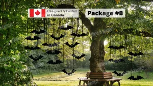 Black Scary Bats for Halloween Yard Decoration (Total 6 / 9 / 12 / 18 pcs) | Yard Sign Outdoor Lawn Decorations | Happy Halloween Series
