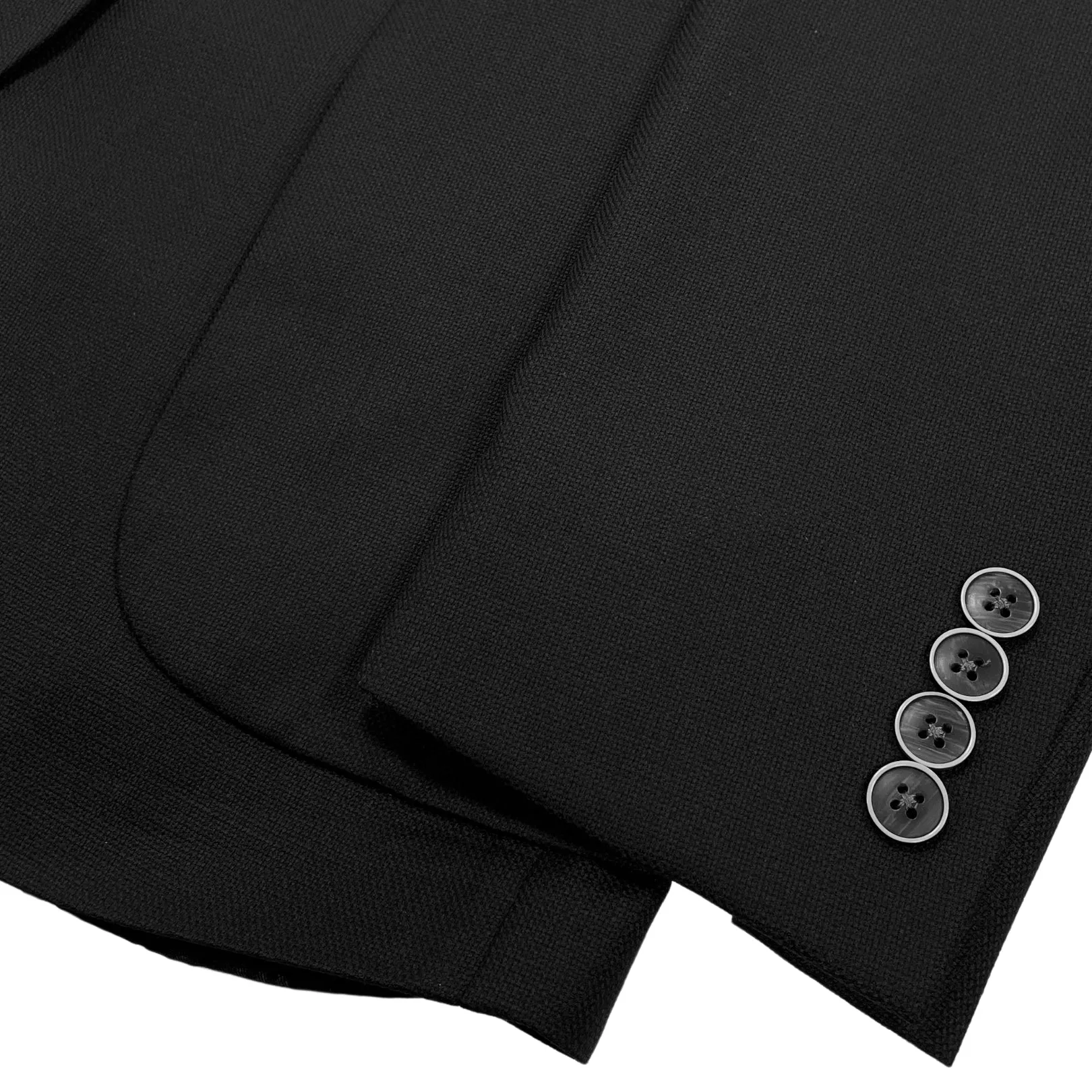 Black Two Button Wool Canvas Sport Jacket
