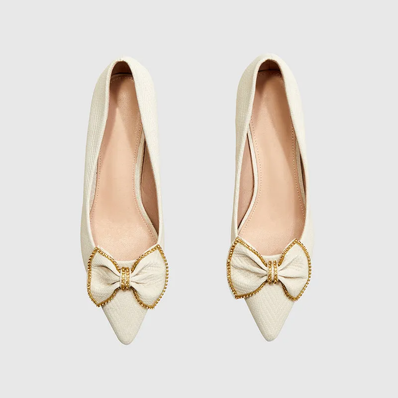 Bow Block Heeled Pumps