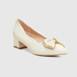 Bow Block Heeled Pumps
