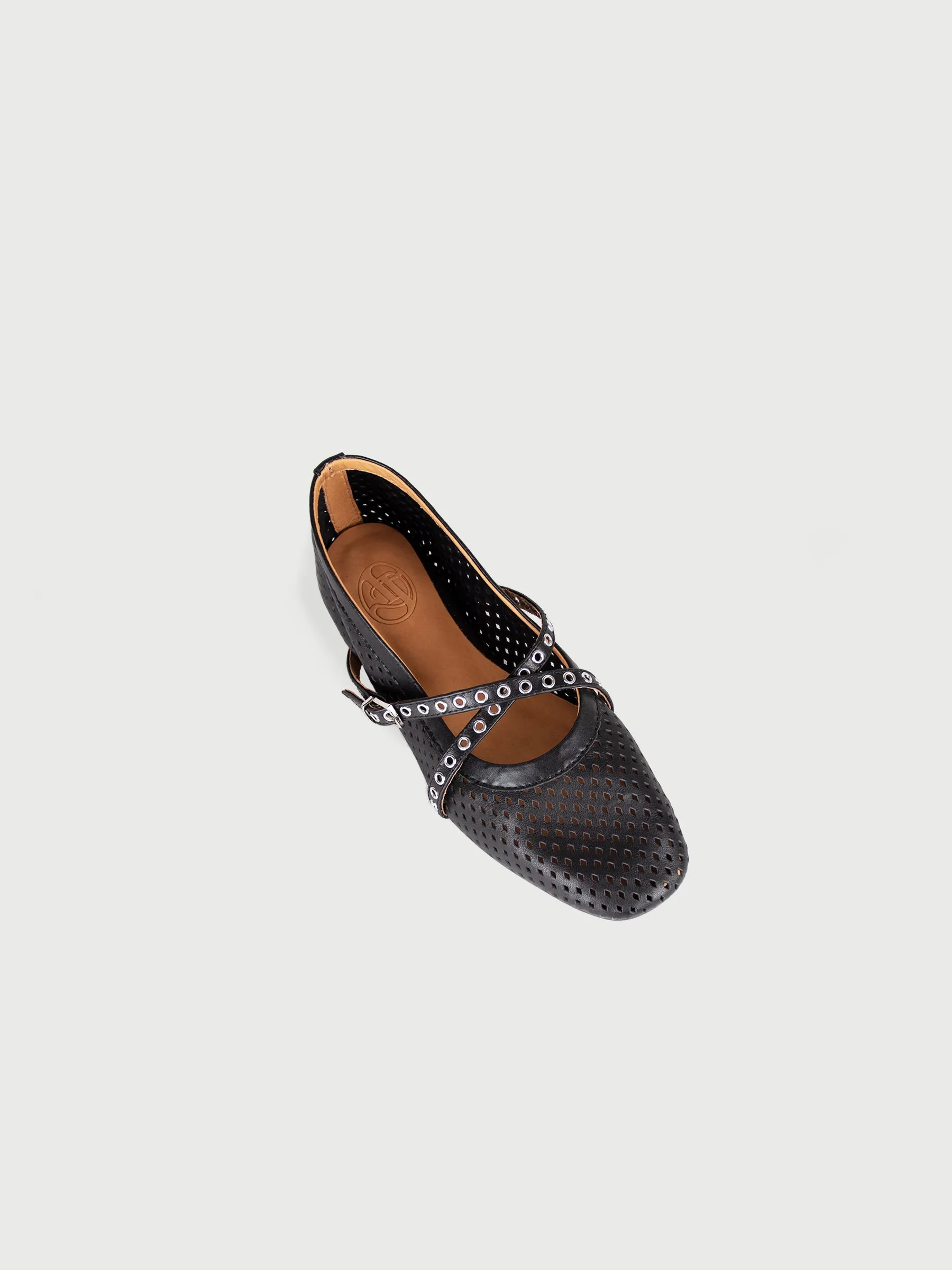 Éclairs 𓆟 Round Toe Grommet-Strap Ballerina Flats