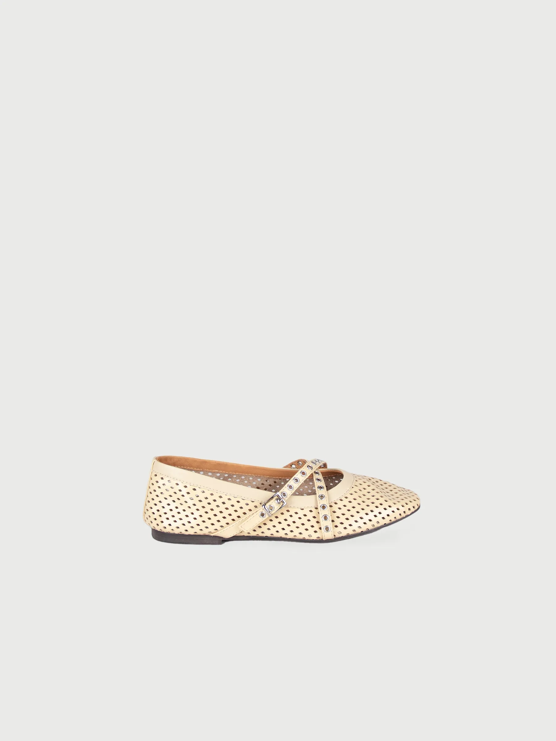 Éclairs 𓆟 Round Toe Grommet-Strap Ballerina Flats