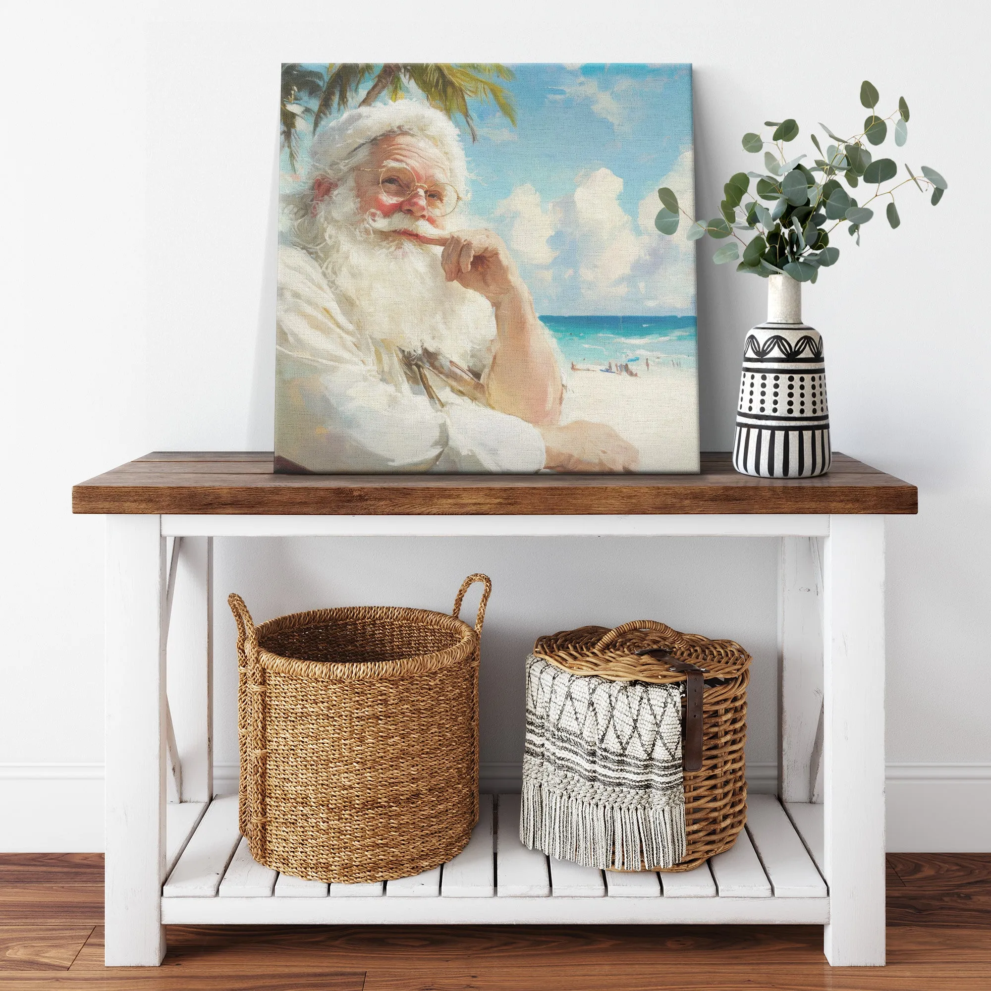 Coastal Santa Art - Hemmingway-Inspired Christmas
