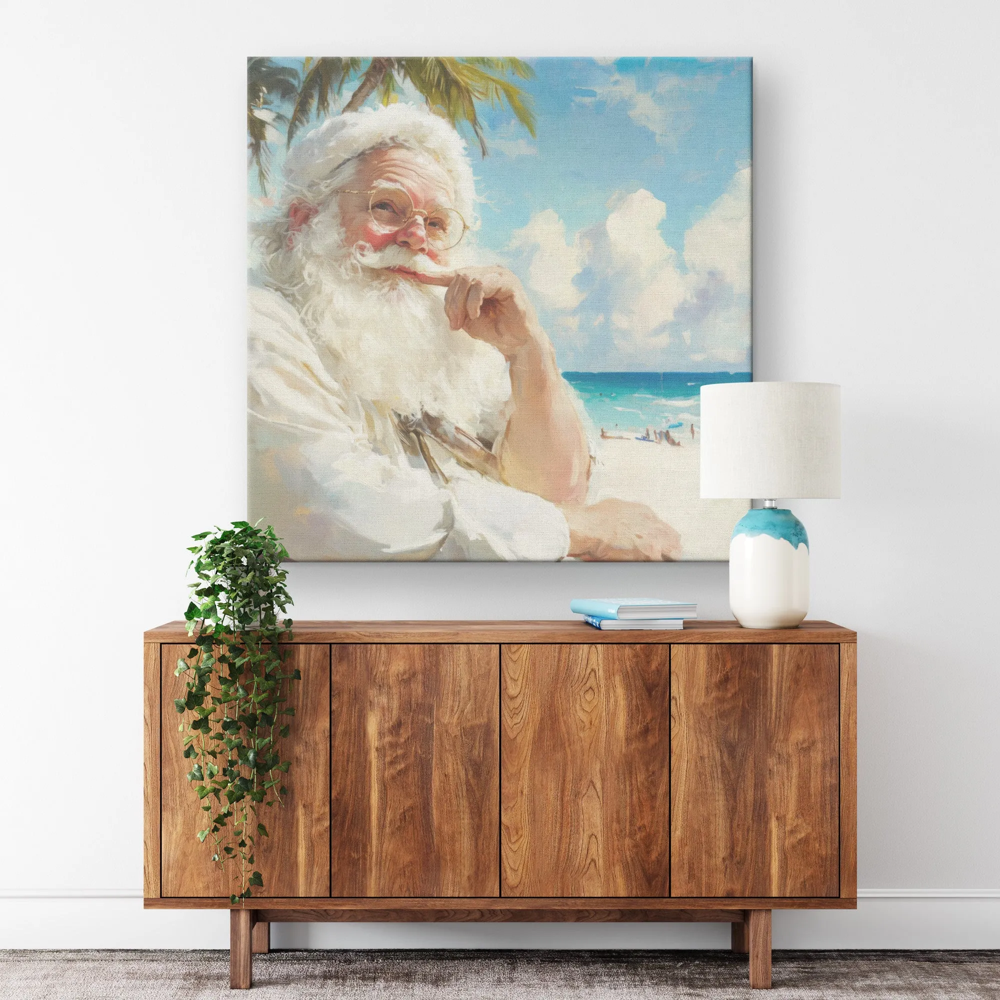 Coastal Santa Art - Hemmingway-Inspired Christmas
