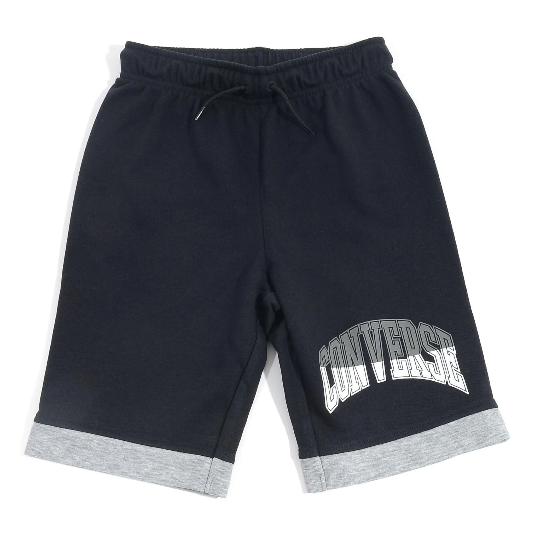 Converse Boy's Black & Grey Asymmetrical Colourblock Short