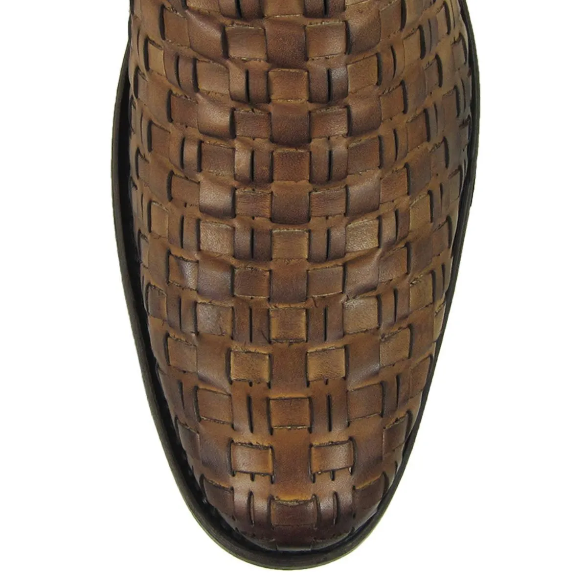 Cuadra Men's Urban Woven Almond Bovine Leather Round Toe Ankle Cowboy Boot - CU199