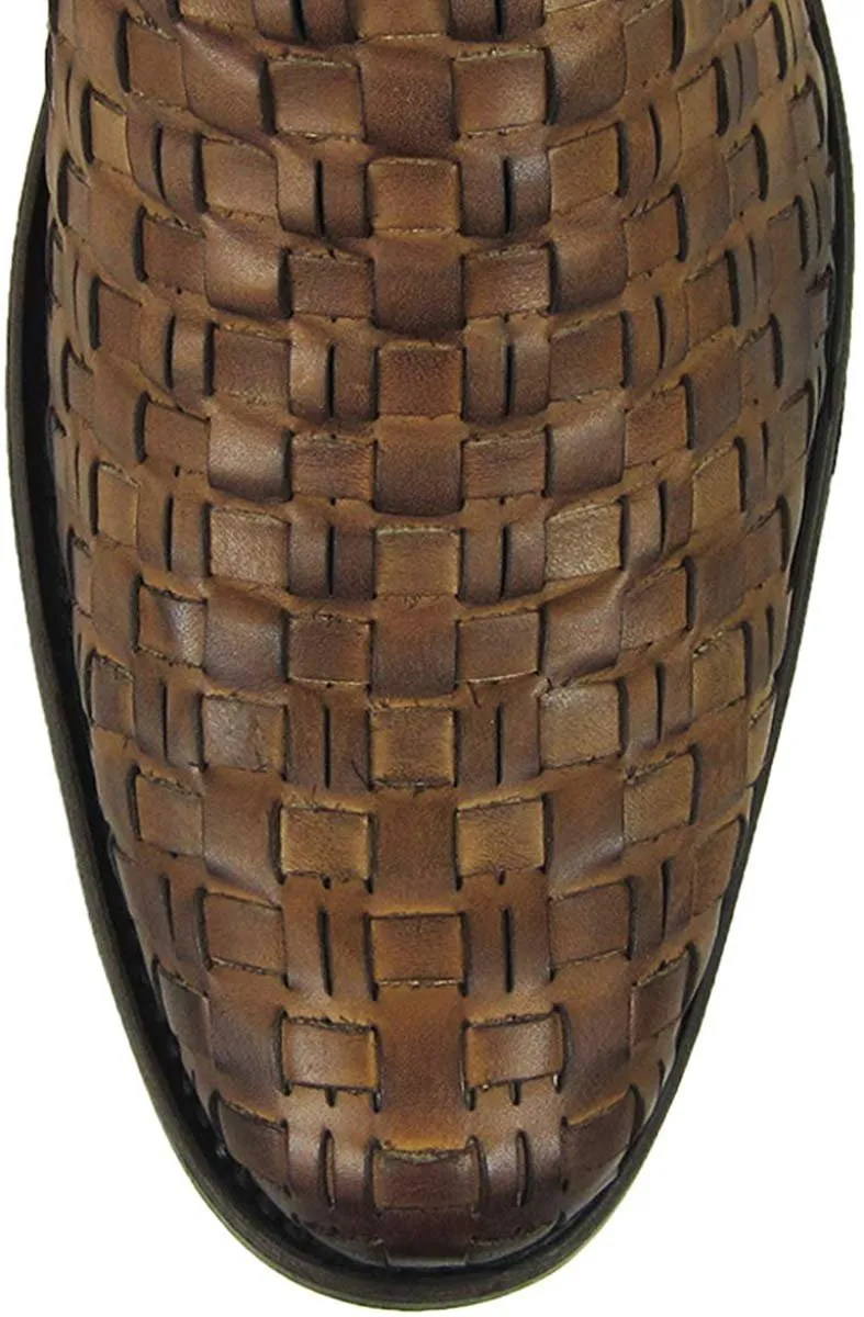 Cuadra Men's Urban Woven Almond Bovine Leather Round Toe Ankle Cowboy Boot - CU199