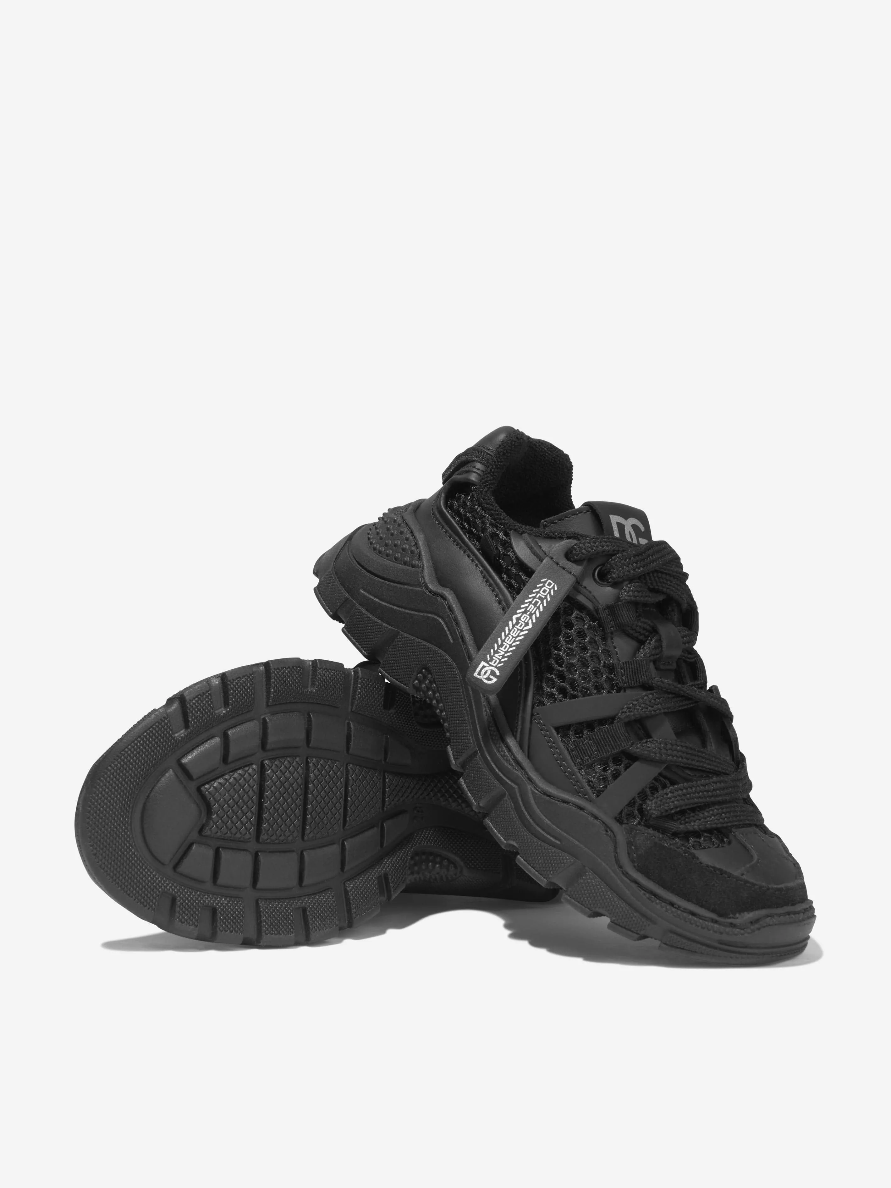 Dolce & Gabbana Unisex Mesh And Leather Lace Up Trainers