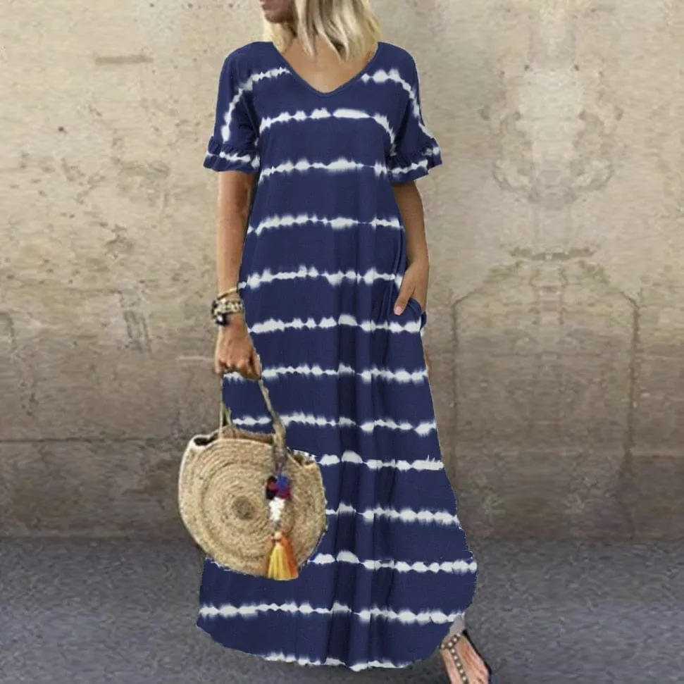 Ellia Tie-Dye Stripes Dress