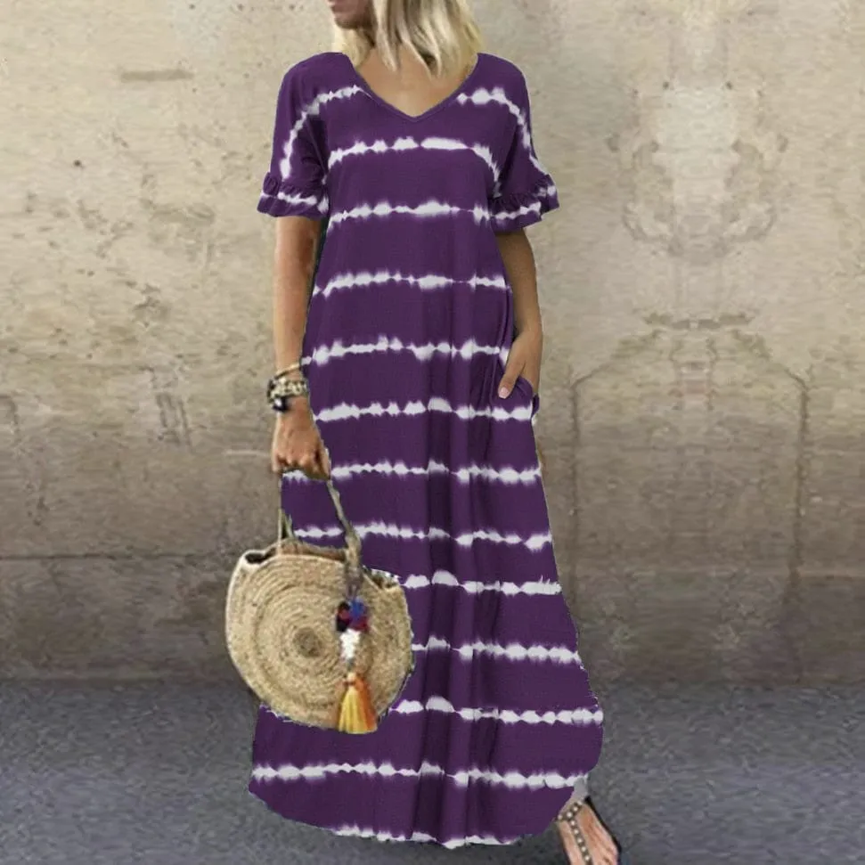 Ellia Tie-Dye Stripes Dress