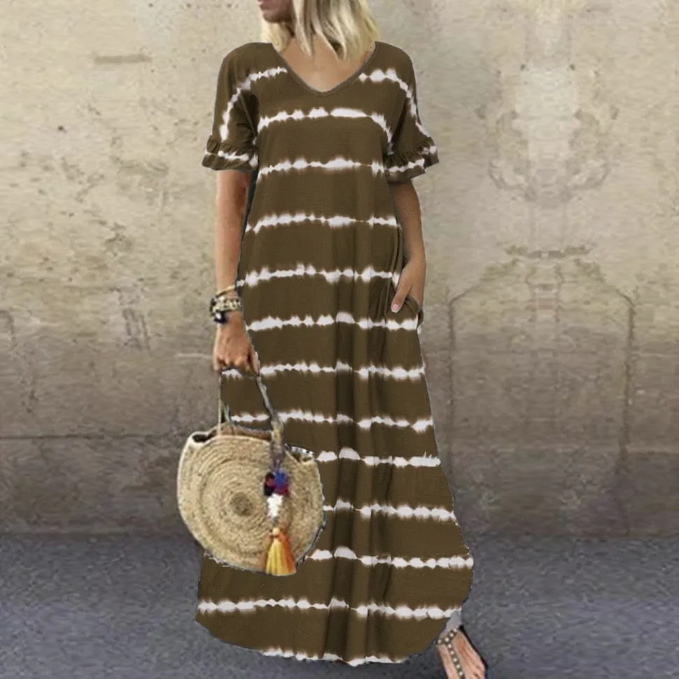 Ellia Tie-Dye Stripes Dress