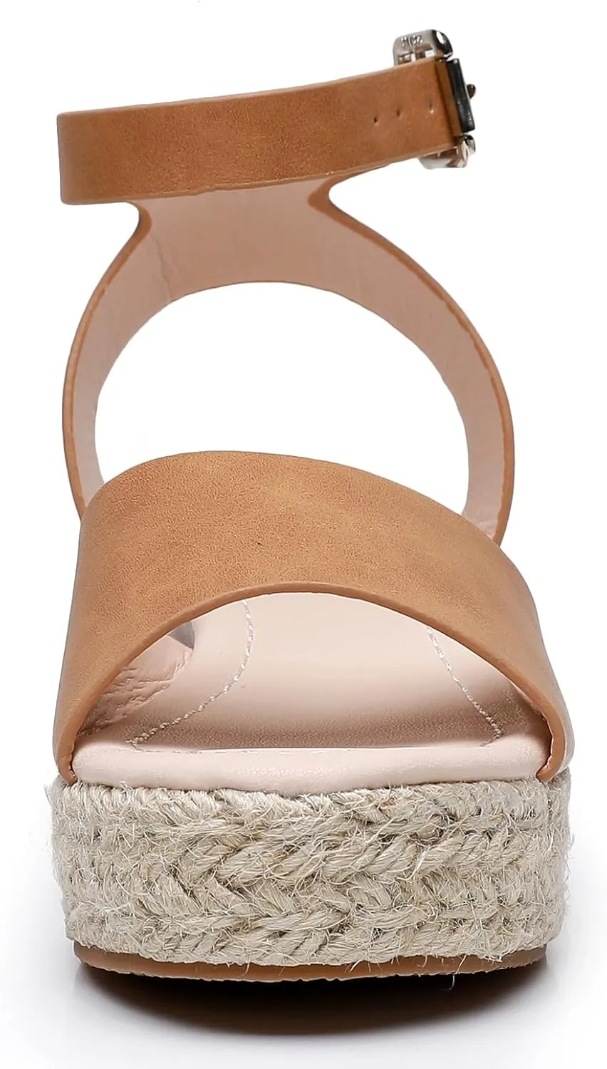 Felabo Girls' Flatform Espadrille Sandals ?C Open-Toe, Adjustable Ankle Strap, Casual Summer Shoes (Little Kid/Big Kid)