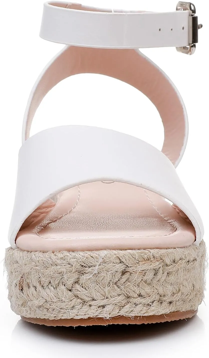 Felabo Girls' Flatform Espadrille Sandals ?C Open-Toe, Adjustable Ankle Strap, Casual Summer Shoes (Little Kid/Big Kid)