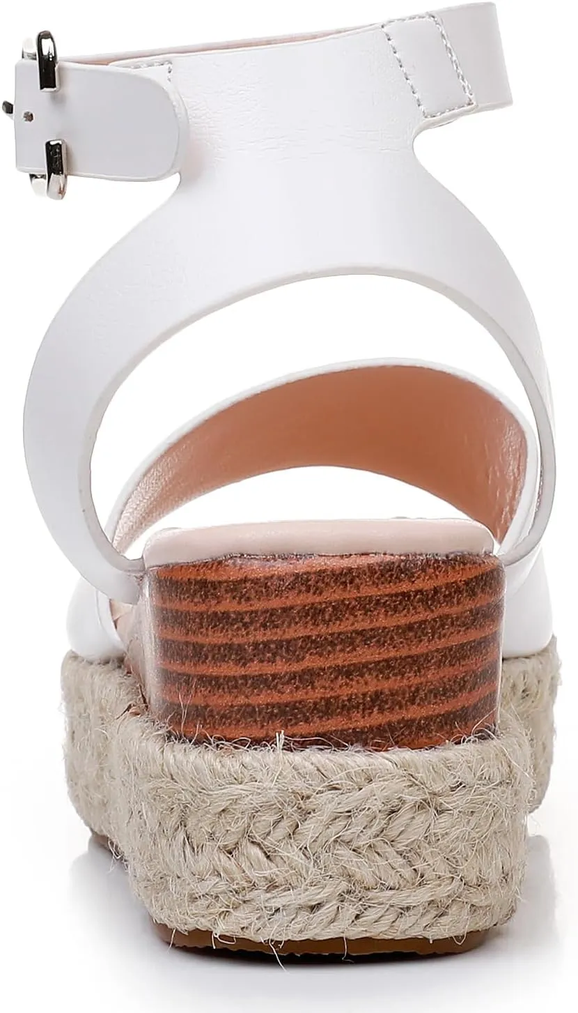 Felabo Girls' Flatform Espadrille Sandals ?C Open-Toe, Adjustable Ankle Strap, Casual Summer Shoes (Little Kid/Big Kid)