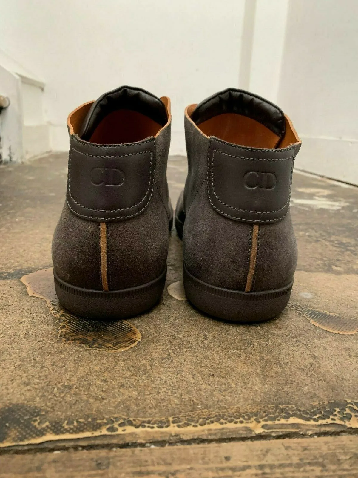 Grey Calfskin High Top Trainers