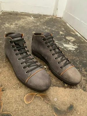 Grey Calfskin High Top Trainers