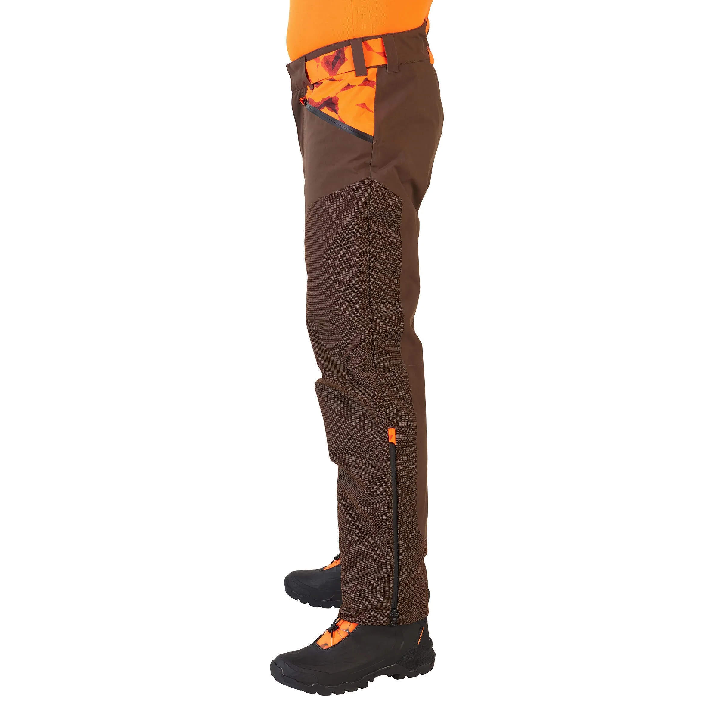 HUNTING RAIN TROUSERS DURABLE SUPERTRACK 900 SOLOGNAC, coffee brown