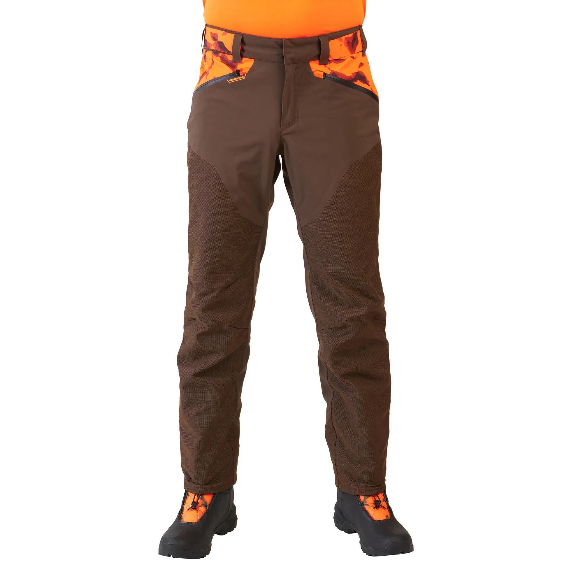 HUNTING RAIN TROUSERS DURABLE SUPERTRACK 900 SOLOGNAC, coffee brown