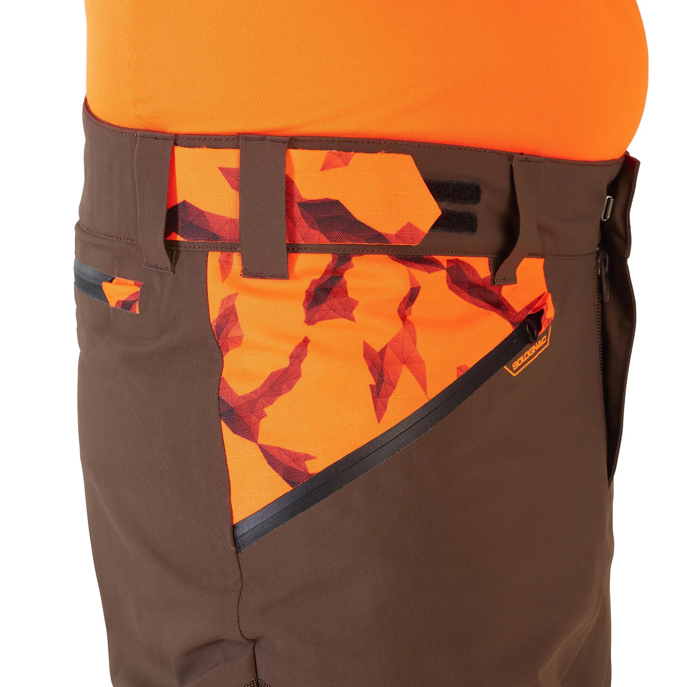 HUNTING RAIN TROUSERS DURABLE SUPERTRACK 900 SOLOGNAC, coffee brown