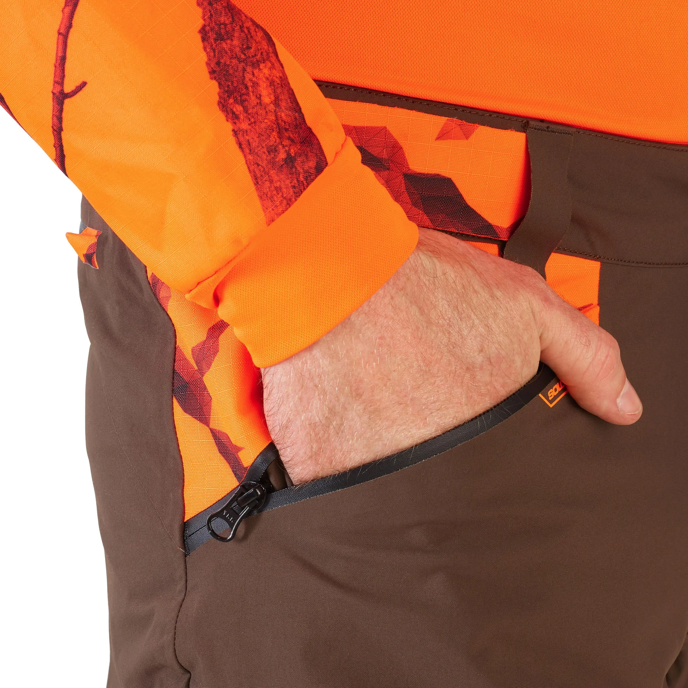 HUNTING RAIN TROUSERS DURABLE SUPERTRACK 900 SOLOGNAC, coffee brown