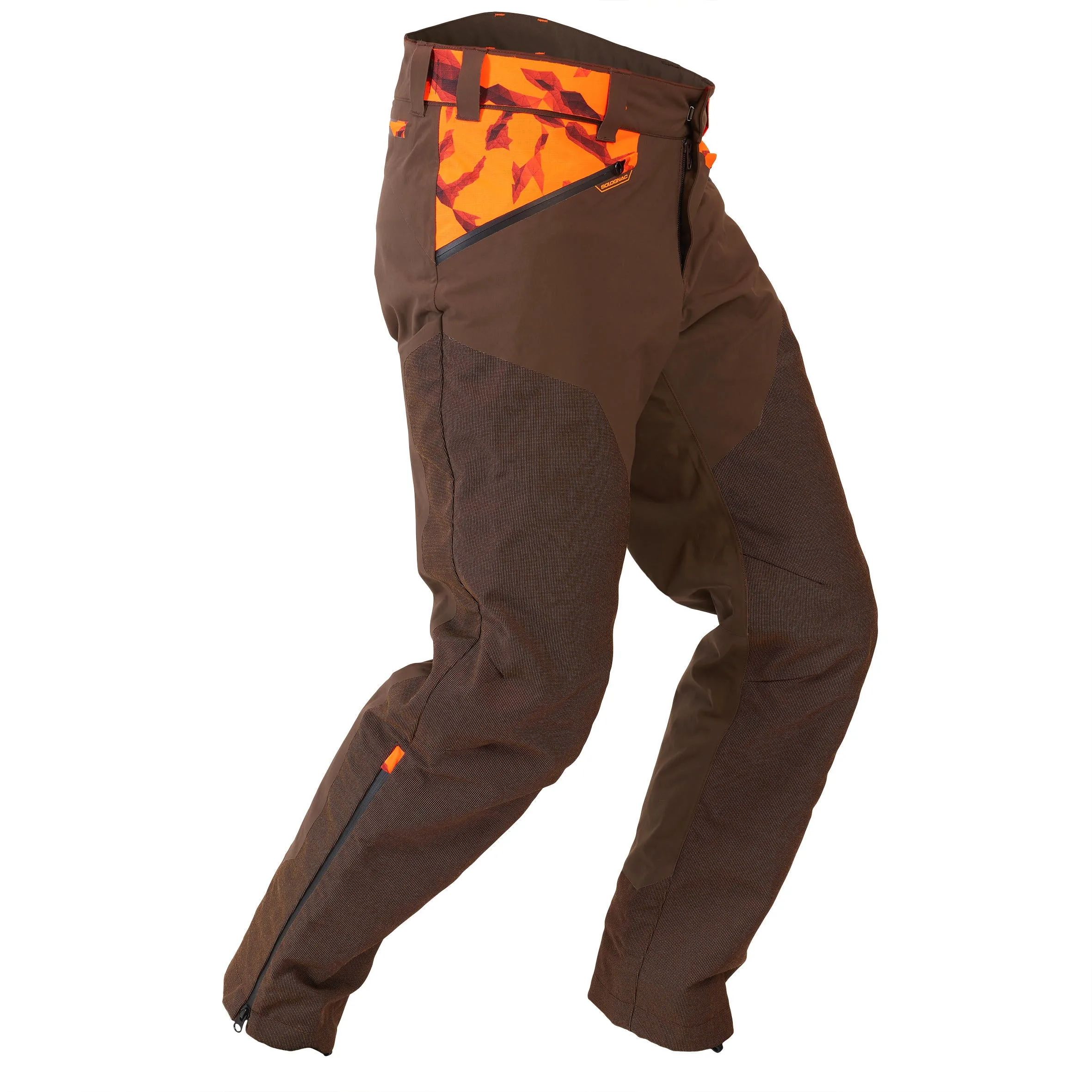 HUNTING RAIN TROUSERS DURABLE SUPERTRACK 900 SOLOGNAC, coffee brown