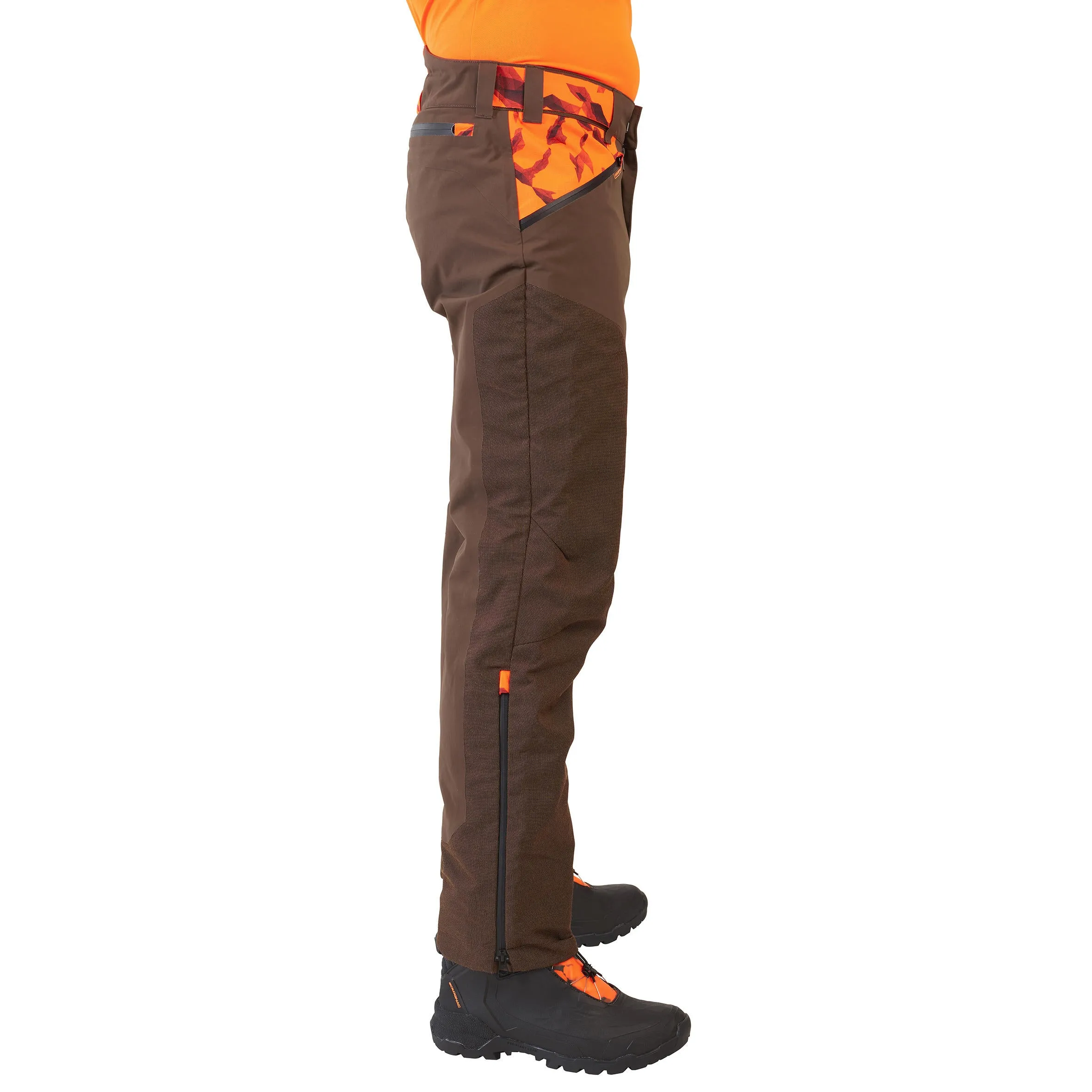 HUNTING RAIN TROUSERS DURABLE SUPERTRACK 900 SOLOGNAC, coffee brown