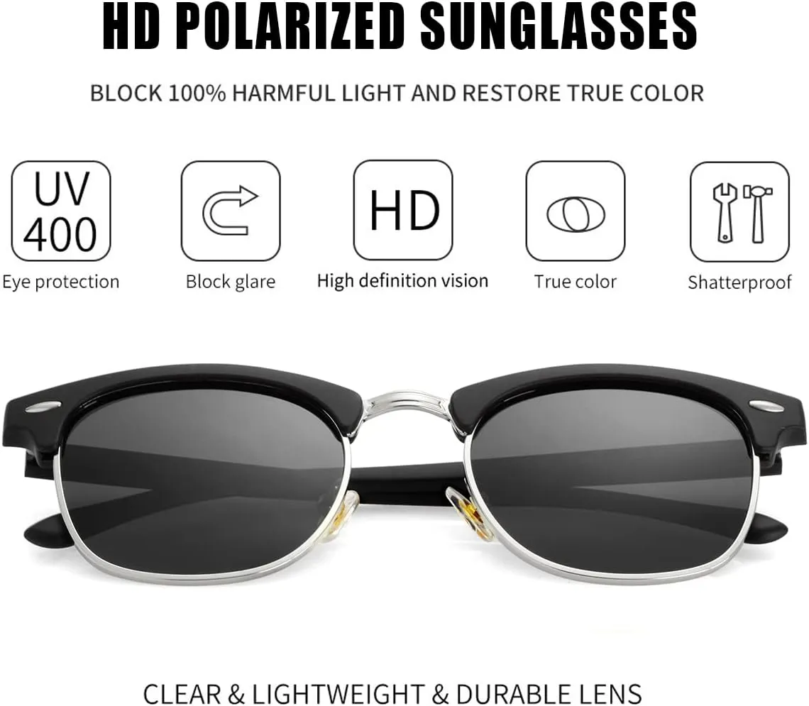 Kursan Classic Semi Rimless Polarized Sunglasses for Men Women Sports Sun Glasses