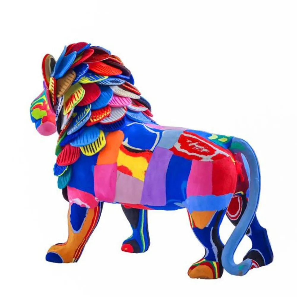 Large Recycled Flip Flop Lion Figurine