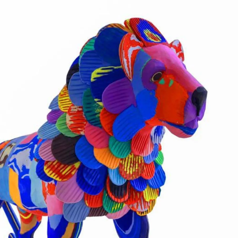 Large Recycled Flip Flop Lion Figurine