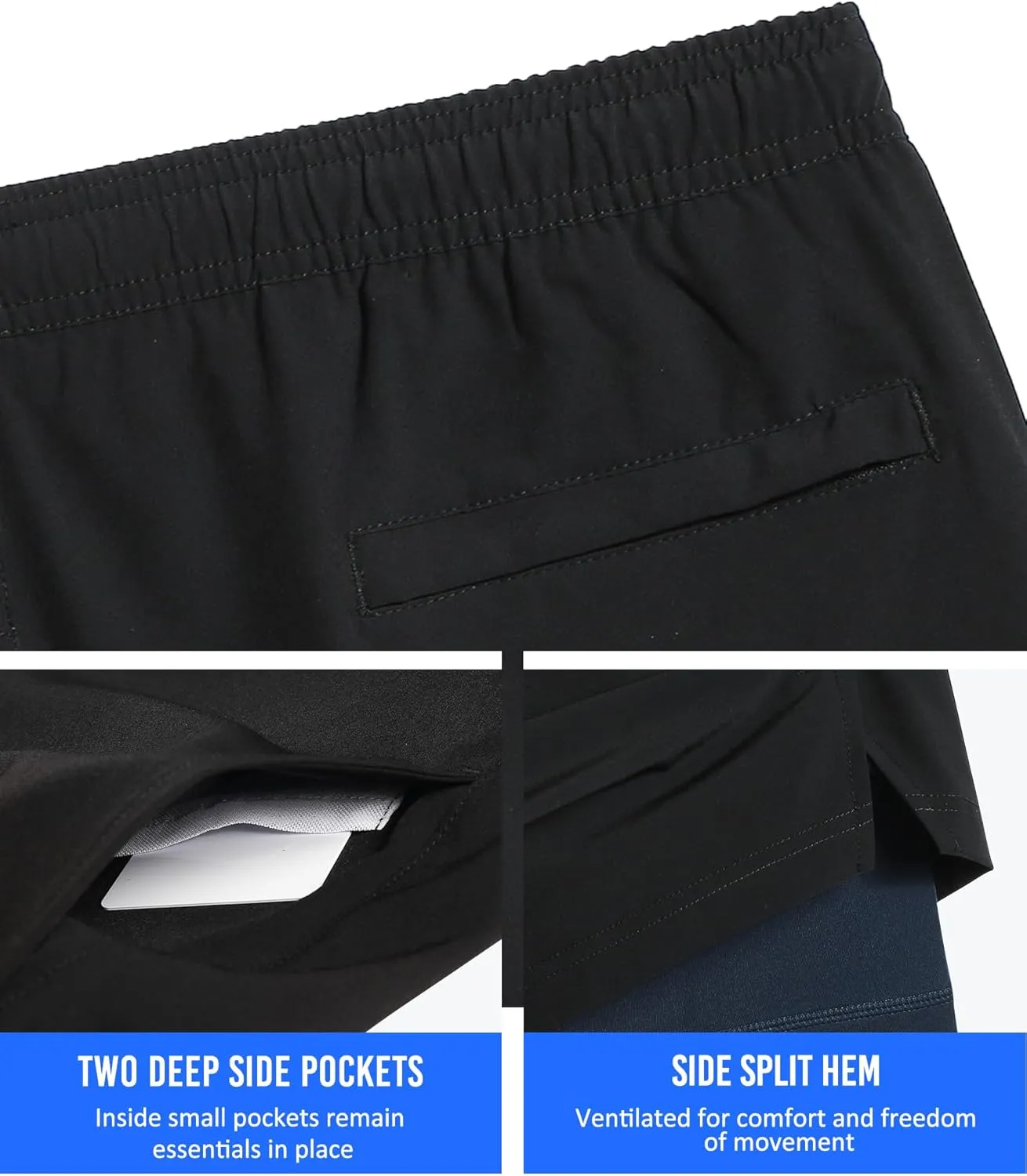 maamgic Mens 5" Gym Running Shorts for Men 2 in 1 Quick Dry Workout Athletic Shorts