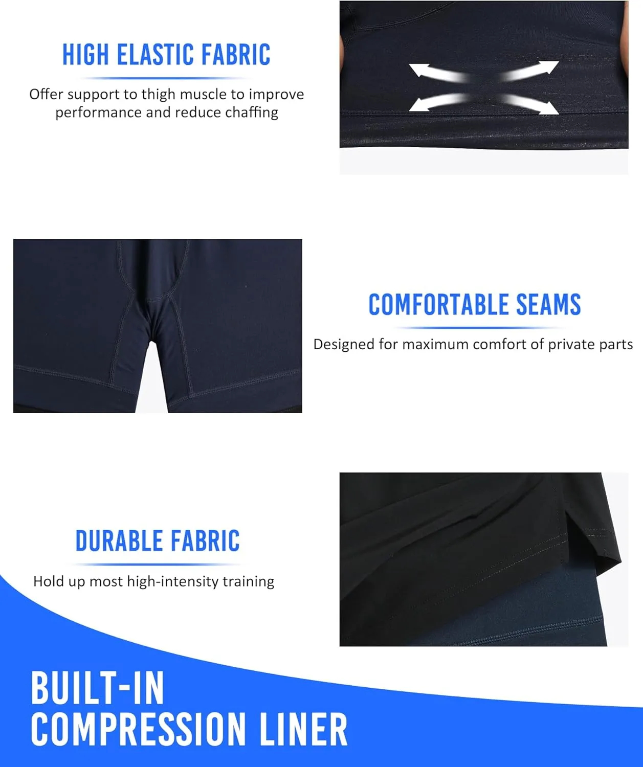 maamgic Mens 5" Gym Running Shorts for Men 2 in 1 Quick Dry Workout Athletic Shorts