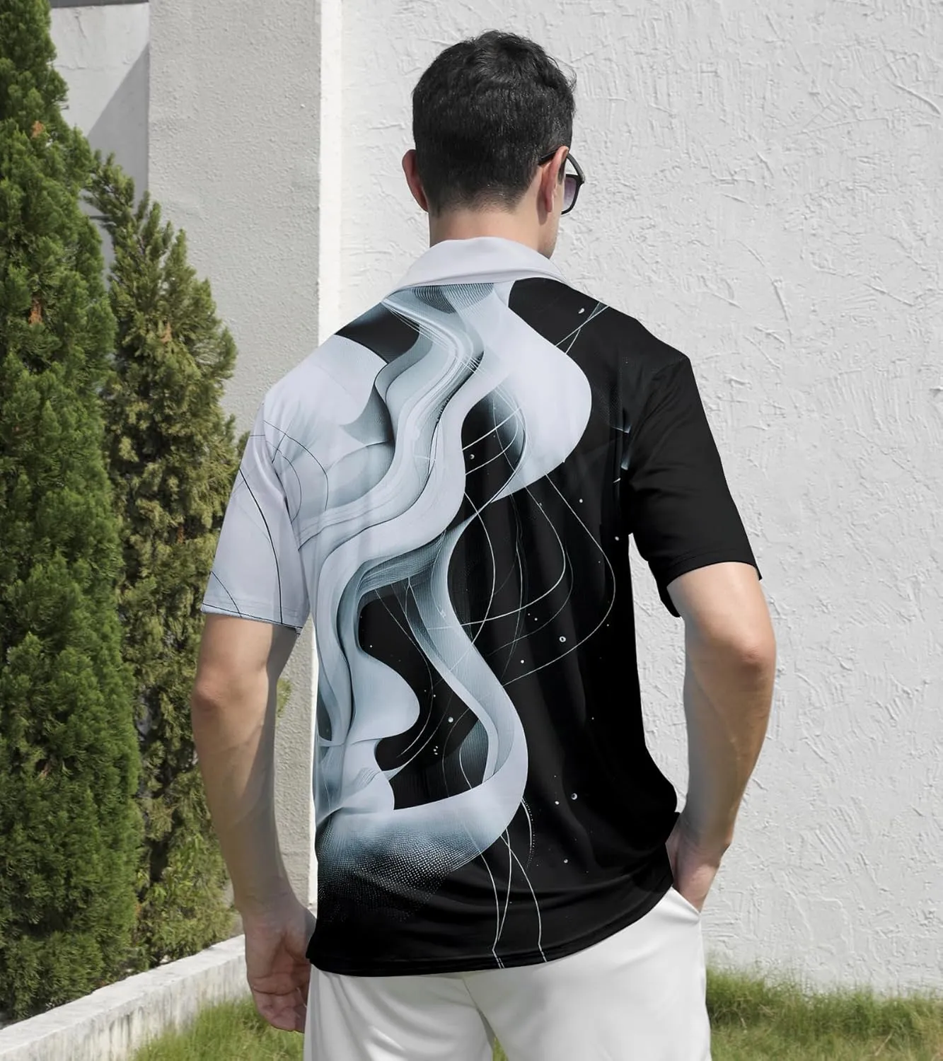 Mens Golf Shirts Short Sleeve Dry Fit Athletic Moisture Wicking Golf Polo Performance Printed Collared Polos