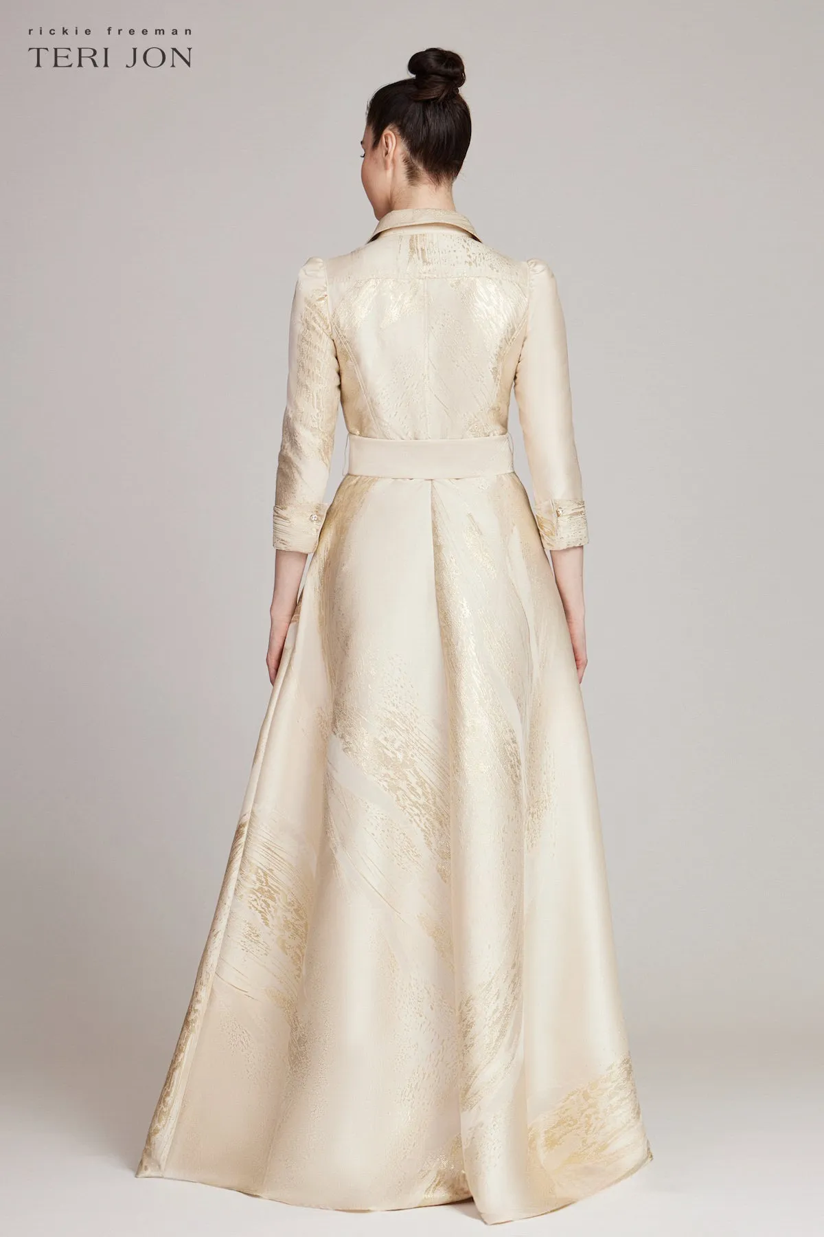 Metallic Jacquard Shirtdress Gown
