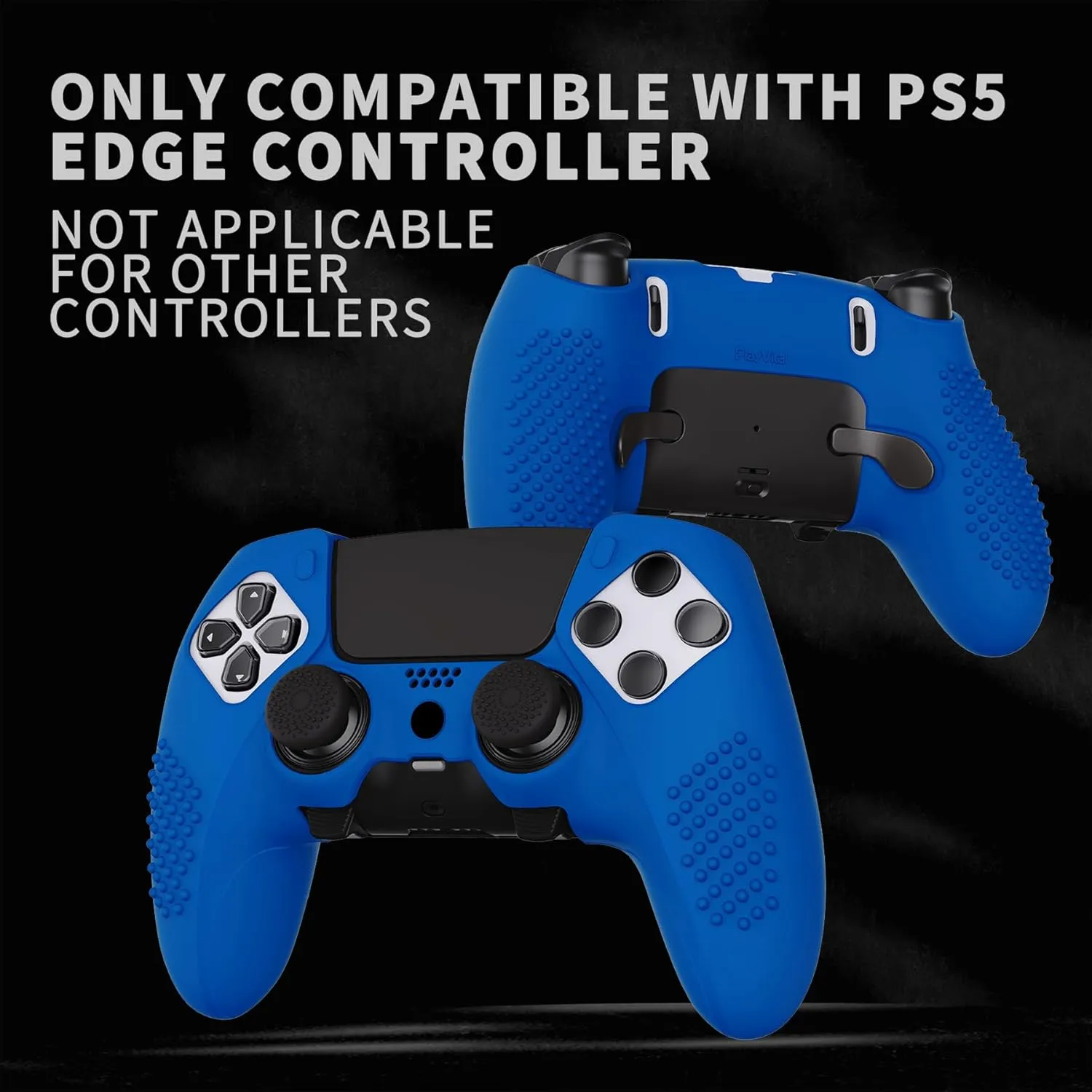 PlayVital 3D Studded Edition Anti-Slip Silicone Cover Case for ps5 Edge Controller, Soft Rubber Protector Skin for ps5 Edge Wireless Controller with 6 Thumb Grip Caps - Blue